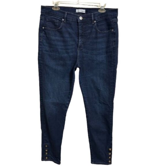 LOFT Size 31 / 12 Dark Wash Skinny Denim High Rise Ankle Snap Jeans - Picture 1 of 10